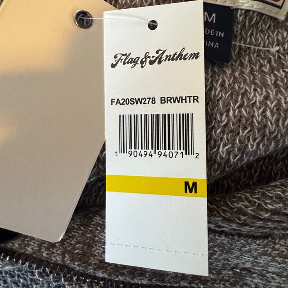 Flag & Anthem Men’s Brown Knit Hooded Sweater Pullover Medium NWT Casual Warm - Picture 9 of 10